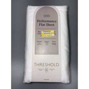 Threshold Performance Flat Sheet Queen White Cotton Sateen 40 Available